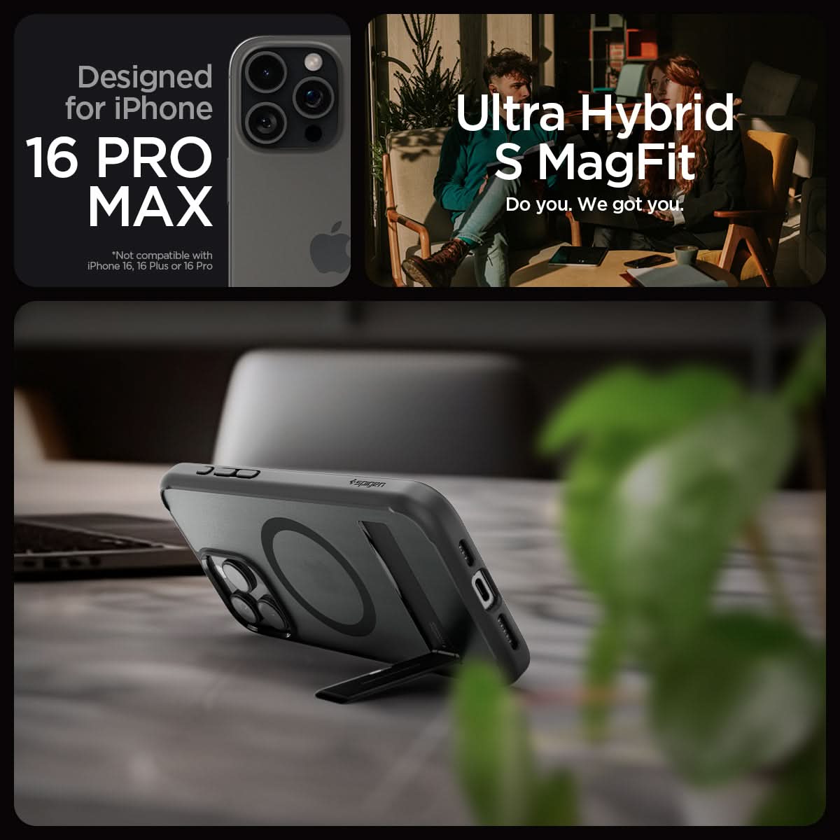 ACS08377 - iPhone 16 Pro Max Case Ultra Hybrid S (MagFit) in Frost Black designed for iPhone 16 pro max. ultra hybrid s magfit. do you. we got you.