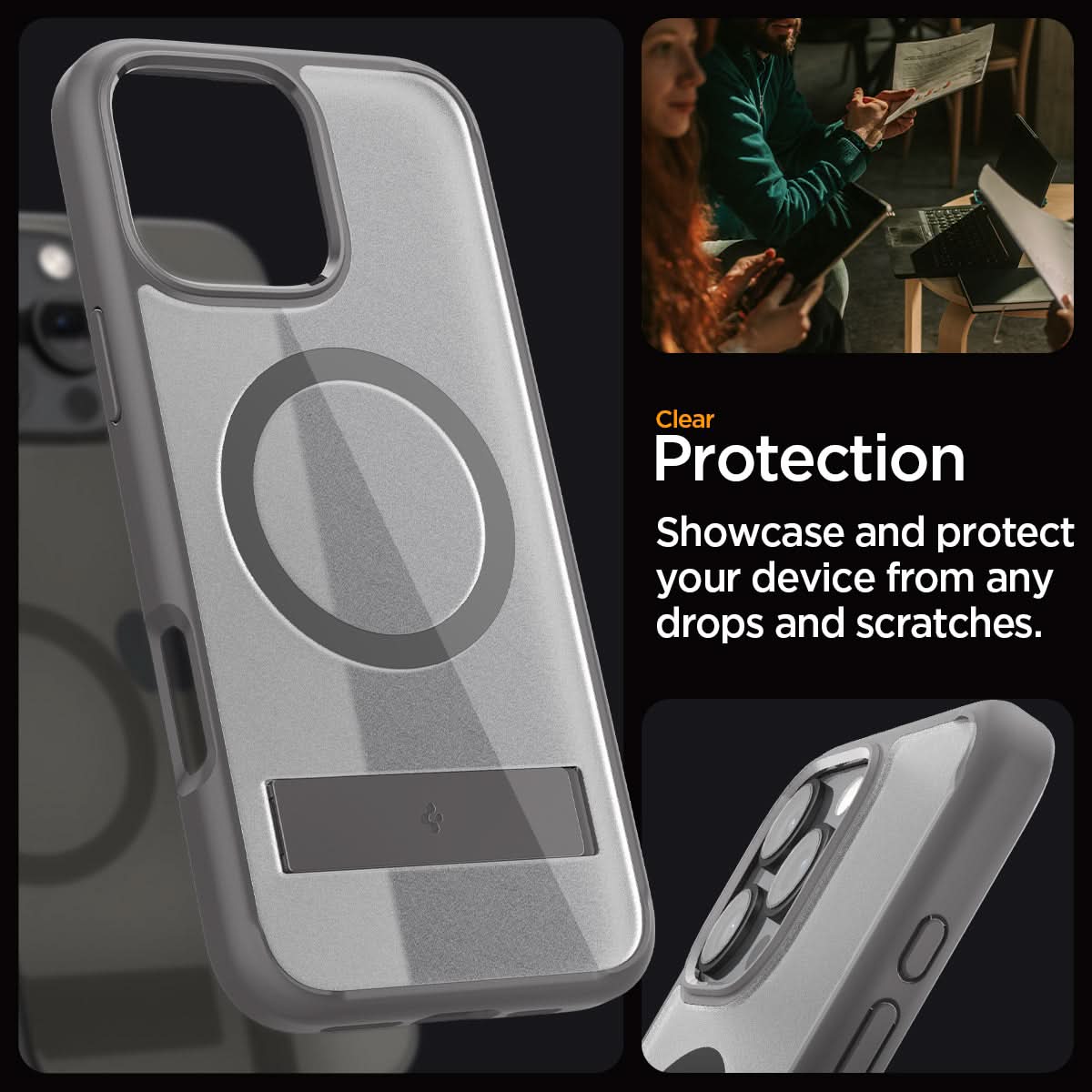 ACS08378 - iPhone 16 Pro Max Case Ultra Hybrid S (MagFit) in Frost Gray clear protection. Showcase and protect your device from any drops and scratches.