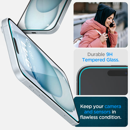 AGL06903 - iPhone 15 Screen Protector EZ FIT GLAS.tR (Sensor Protection) durable 9h tempered glass. keep your camera and sensors in flawless condition.