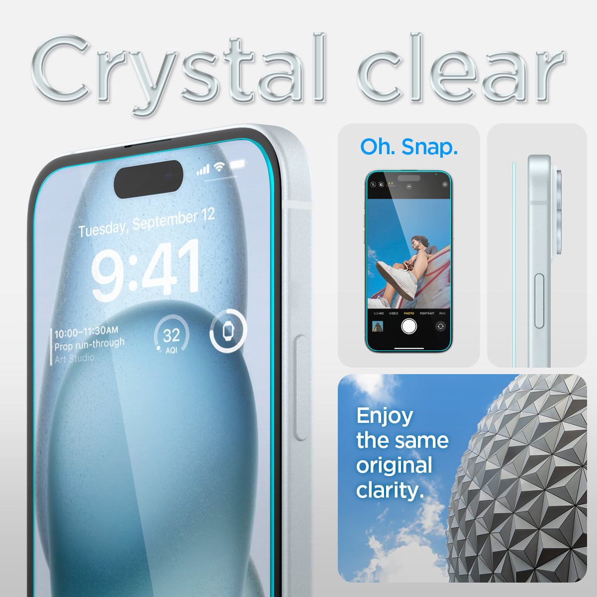 AGL06903 - iPhone 15 Screen Protector EZ FIT GLAS.tR (Sensor Protection) crystal clear. oh snap. enjoy the same original clarity.