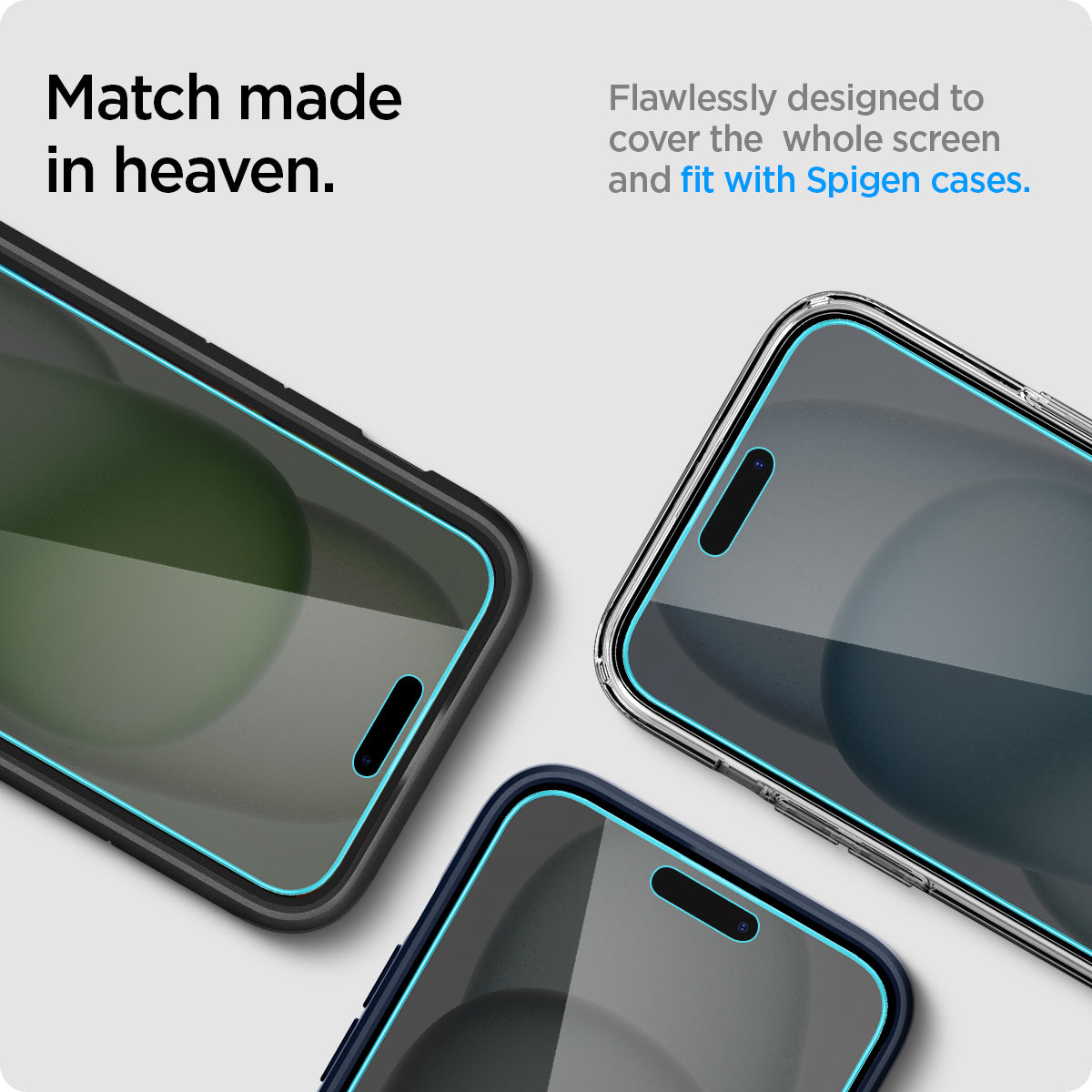 AGL06905 - iPhone 15 Screen Protector EZ FIT GLAS.tR Privacy match made in heaven. Flawlessly designed to cover the whole screen and fit with spigen cases.