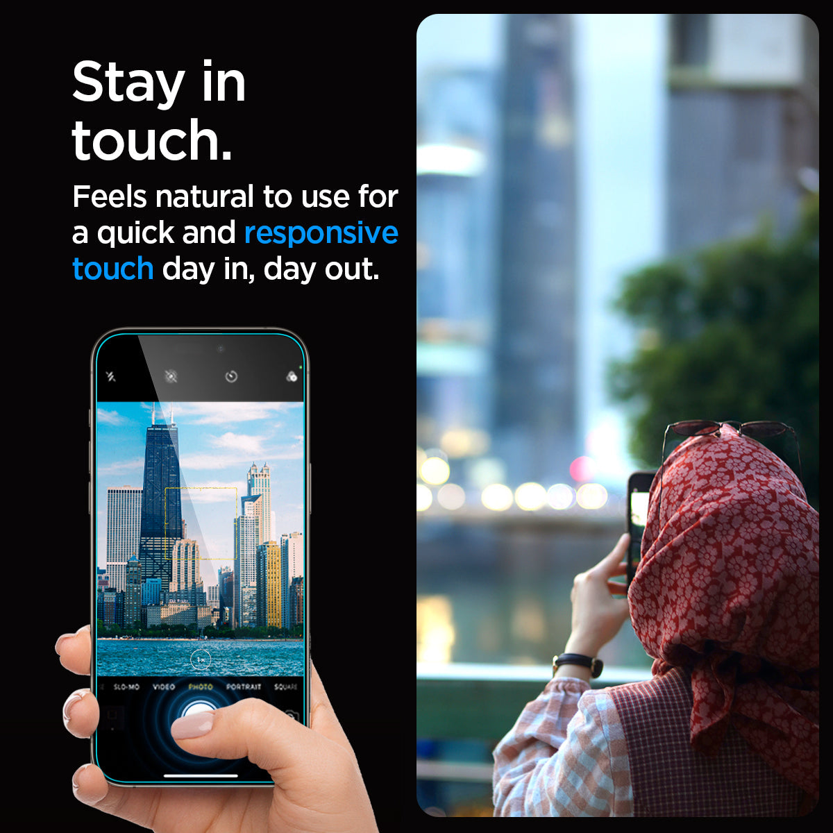 AGL06892 - iPhone 15 Pro Screen Protector EZ FIT GLAS.tR (Sensor Protection) stay in touch. feels natural to use for a quick and responsive touch day in, day out.