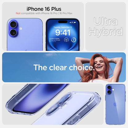 ACS08074 - iPhone 16 Plus Case Ultra Hybrid in Sky Crystal iPhone 16 plus. not compatible with iPhone 16 pro, 16 pro max. ultra hybrid. the clear choice.