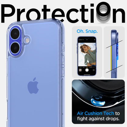 ACS08074 - iPhone 16 Plus Case Ultra Hybrid in Sky Crystal protection. Oh snap. air cushion tech to fight against drops.