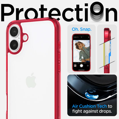 ACS08203 - iPhone 16 Case Ultra Hybrid in Red Crystal protection. Oh snap. air cushion tech to fight against drops.
