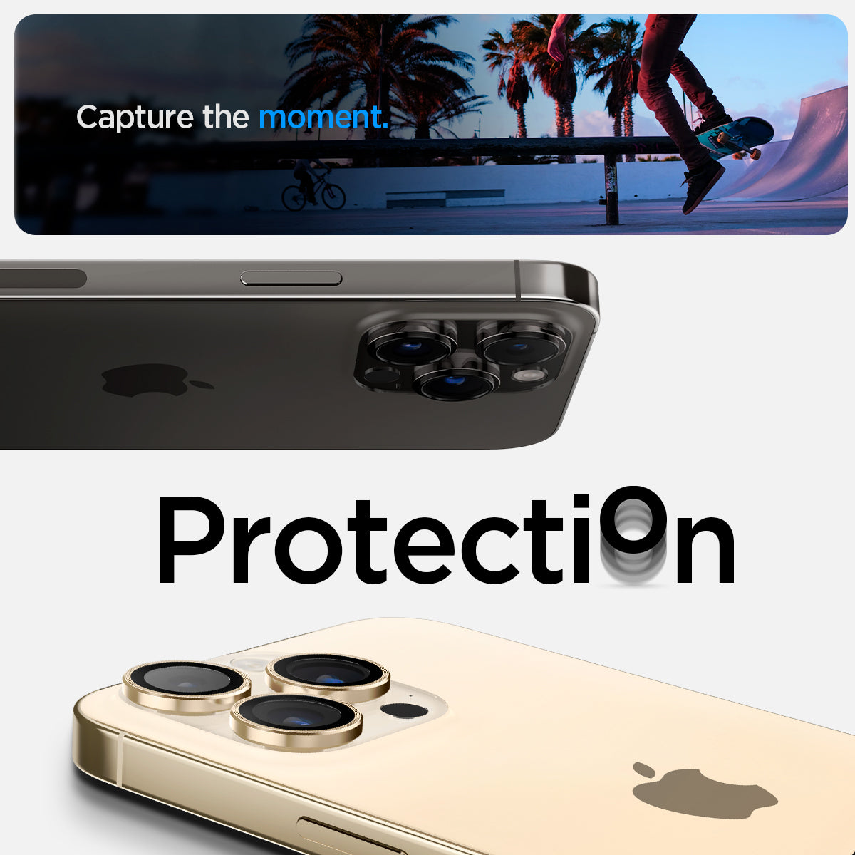 AGL05598 - iPhone 15 Pro / 15 Pro Max Optik Pro Lens Protector in gold capture the moment. protection.
