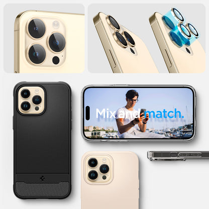 AGL05598 - iPhone 15 Pro / 15 Pro Max Optik Pro Lens Protector in gold show detail. mix and match.