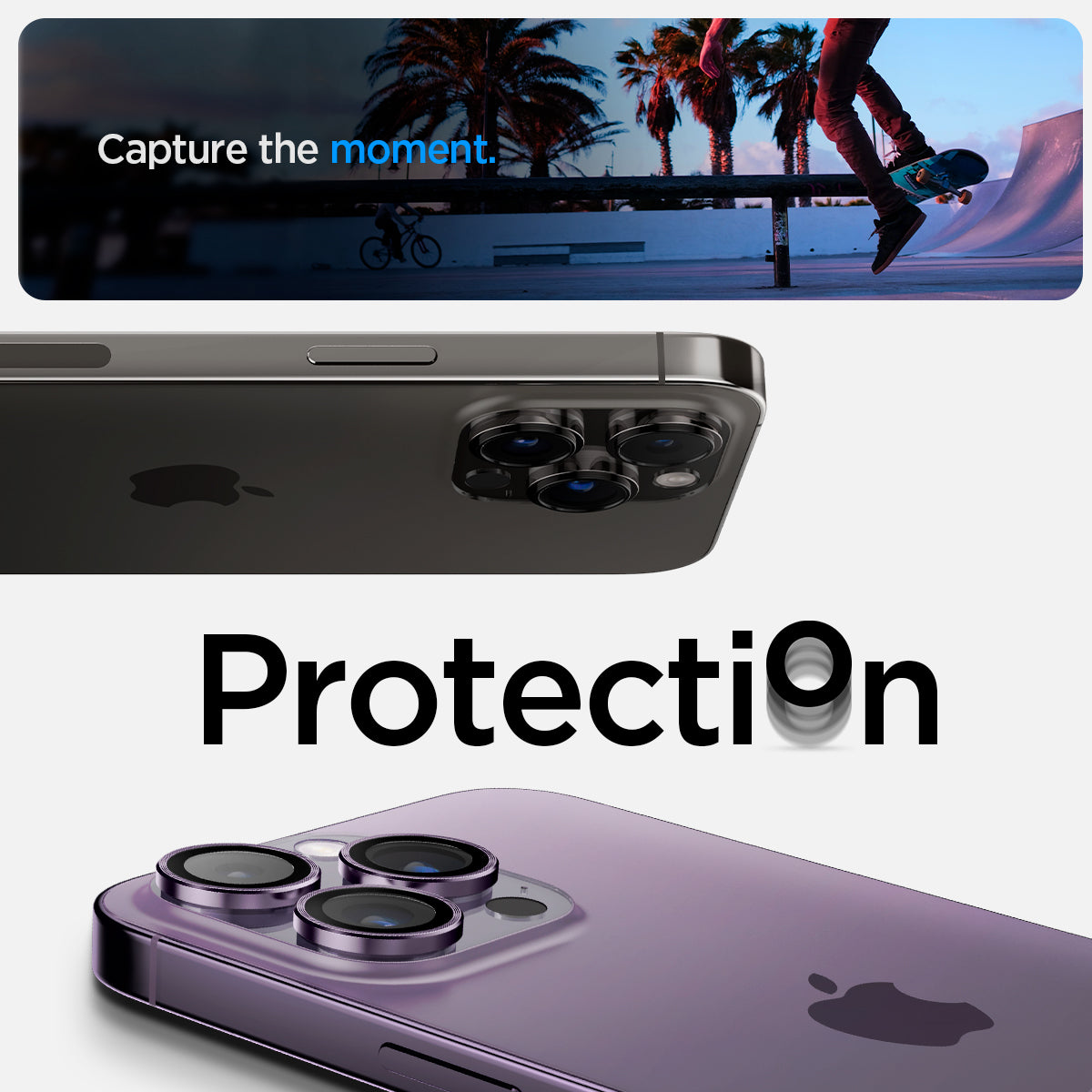 AGL05597 - iPhone 15 Pro / 15 Pro Max Optik Pro Lens Protector in deep purple capture the moment. protection.