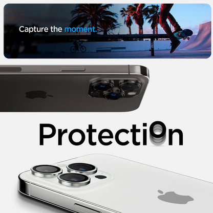 AGL05599 - iPhone 15 Pro / 15 Pro Max Optik Pro Lens Protector in silver capture the moment. protection.