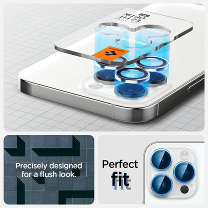 AGL05599 - iPhone 15 Pro / 15 Pro Max Optik Pro Lens Protector in silver precisely designed for a flush look. perfect fit.