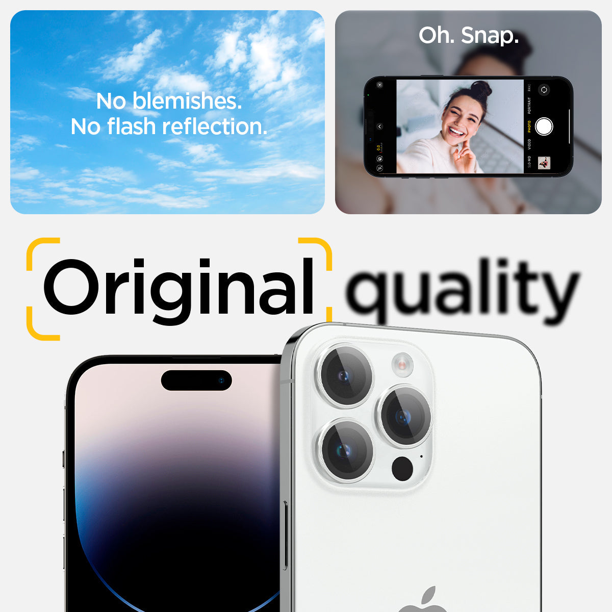 AGL05599 - iPhone 15 Pro / 15 Pro Max Optik Pro Lens Protector in silver no blemishes. no flash reflection. original quality.