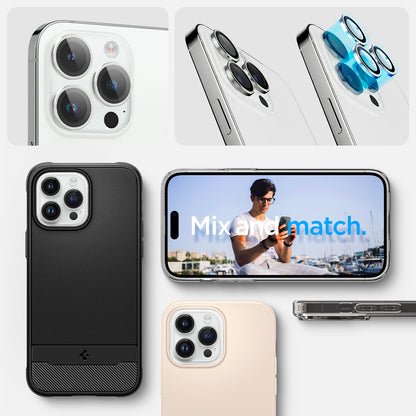 AGL05599 - iPhone 15 Pro / 15 Pro Max Optik Pro Lens Protector in silver show detail. mix and match.