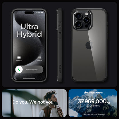ACS06570 - iPhone 15 Pro Max Case Ultra Hybrid in matte black showing the different angles