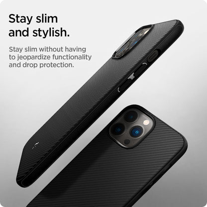 ACS03281 - iPhone 13 Pro Case Mag Armor in black showing staying slim without having to jeopardize functionality and drop protection