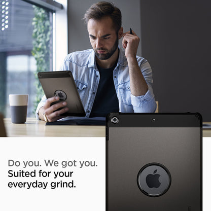 ACS00375 - iPad 10.2" Case Tough Armor in gunmetal showing how suited it is for your everyday grind