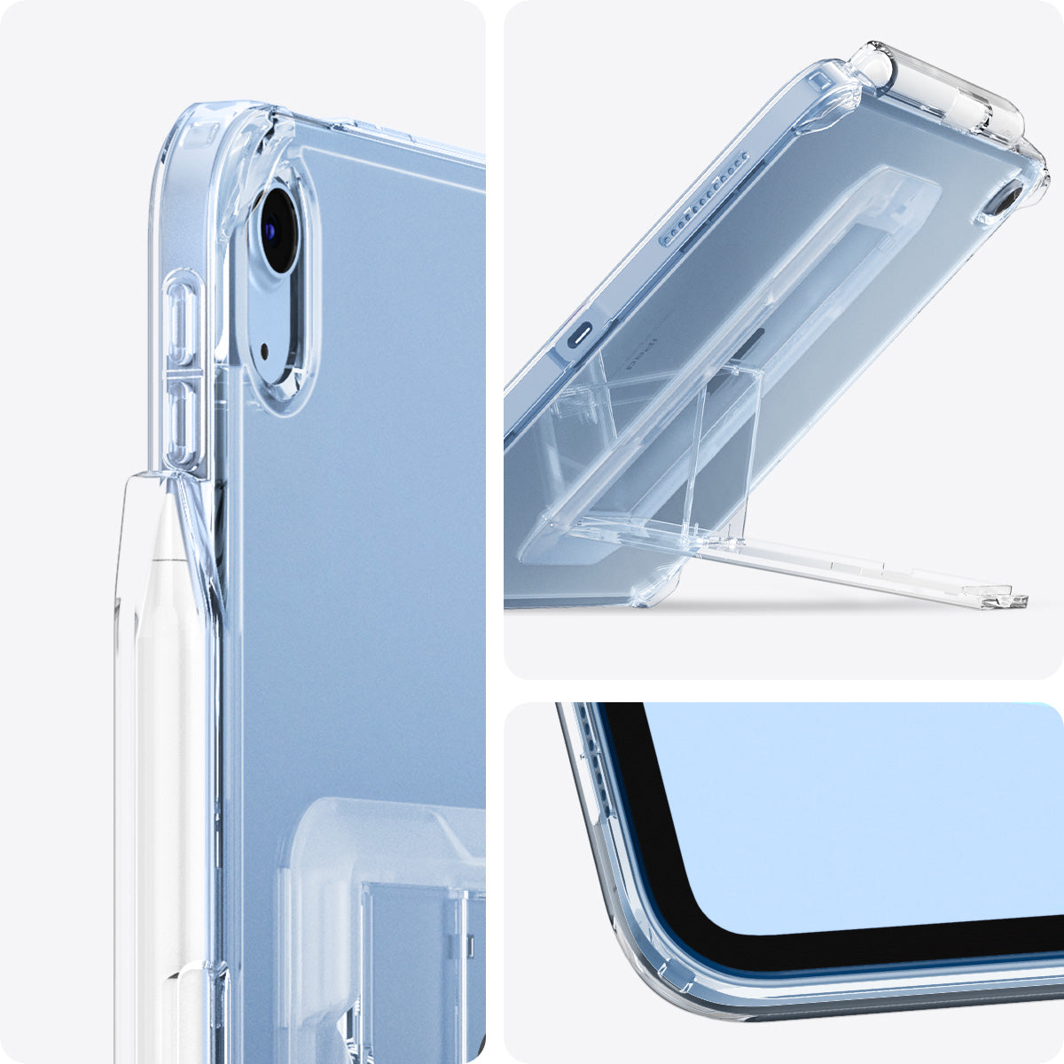 ACS05419 - iPad 10.9" Case Air Skin Hybrid S in crystal clear showing the different angles