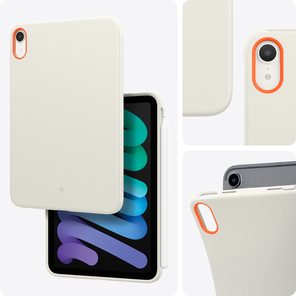 ACS09232 - iPad Mini 7 Case Nano Pop in Orange Beige showing the different angles