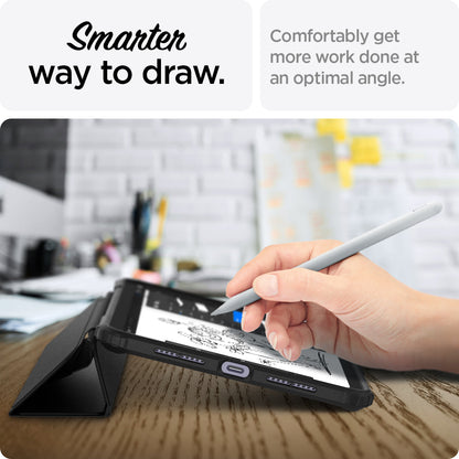 ACS03765 - iPad Mini 6 Case Ultra Hybrid Pro in black showing the smarter way to draw. Comfortably get more work done at an optimal angle
