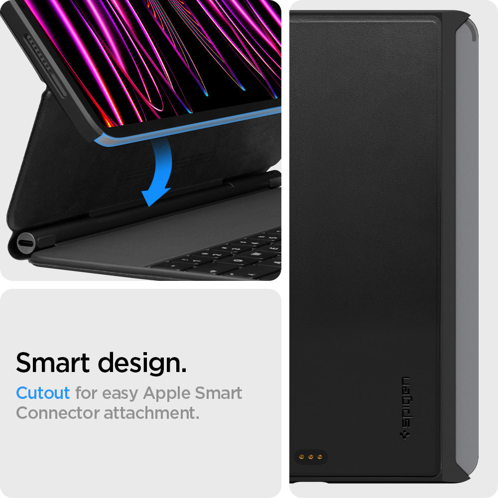 ACS05467 - iPad Pro 11" Case Thin Fit Pro in black showing the smart design. Cutout for easy Apple Smart Connector attachment
