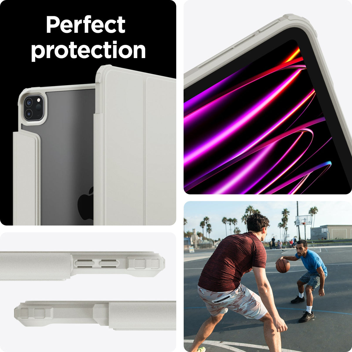 ACS06075 - iPad Pro 11" Case Air Skin Pro in gray showing the perfect protection. Showing different angles