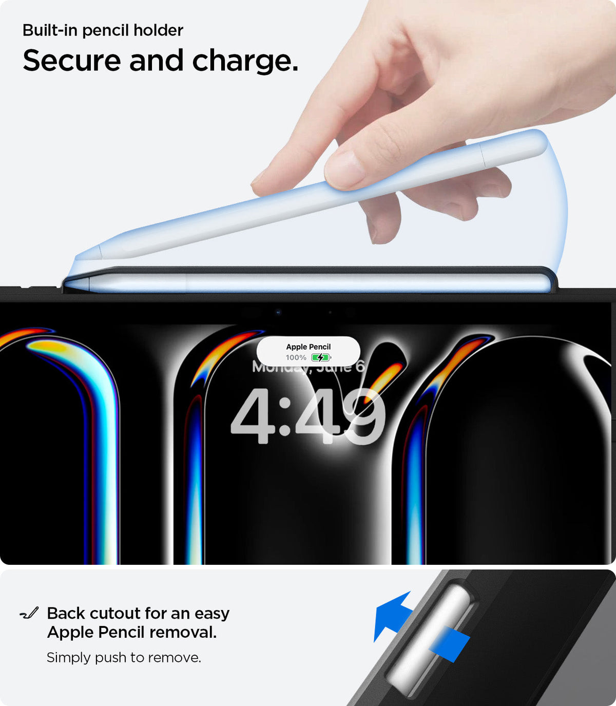 ACS07006 - iPad Pro 12.9-inch Case Ultra Hybrid Pro in Black showing secure and charge.