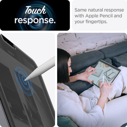 AGL06349 - iPad Pro 12.9" (2022/2021) Screen Protector Paper Touch EZ Fit showing the touch response. Same natural response with Apple Pencil and your fingertips