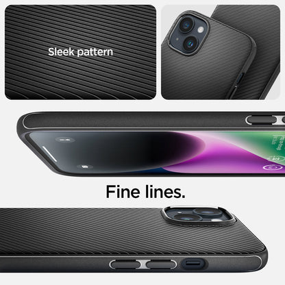 ACS05065 - iPhone 14 Case Mag Armor (MagFit) in matte black showing sleek pattern. fine lines