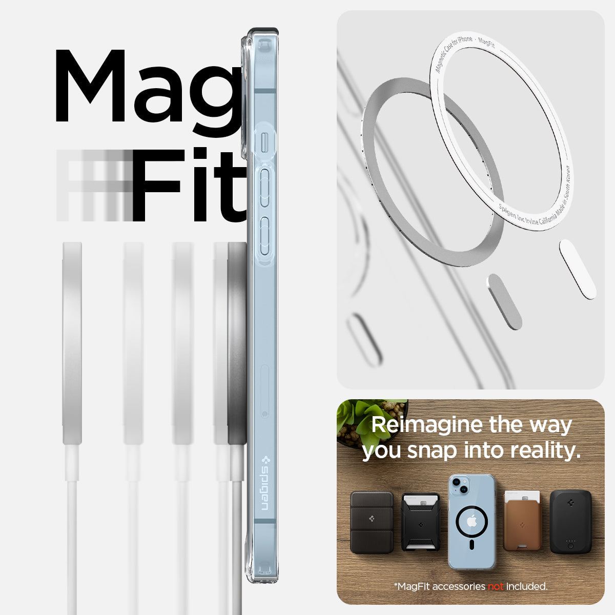 ACS04903 - iPhone 14 Plus Case Ultra Hybrid (MagFit) in black showing magfit. Reimagine the way you snap into reality.