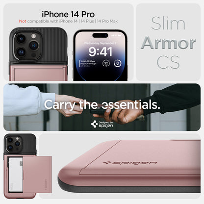 ACS04981 - iPhone 14 Pro Case Slim Armor CS in rose gold iPhone 14 pro max Not compatible with iPhone 14, 14plus, 14 pro. Slim armor cs. Carry the essentials. Designed by spigen.