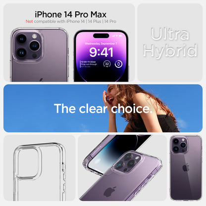 ACS04816 - iPhone 14 Pro Max Case Ultra Hybrid in crystal clear showing the compatibility