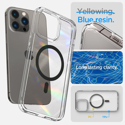 ACS04826 - iPhone 14 Pro Max Case Ultra Hybrid (MagFit) in graphite blue resin. Long lasting clarity.