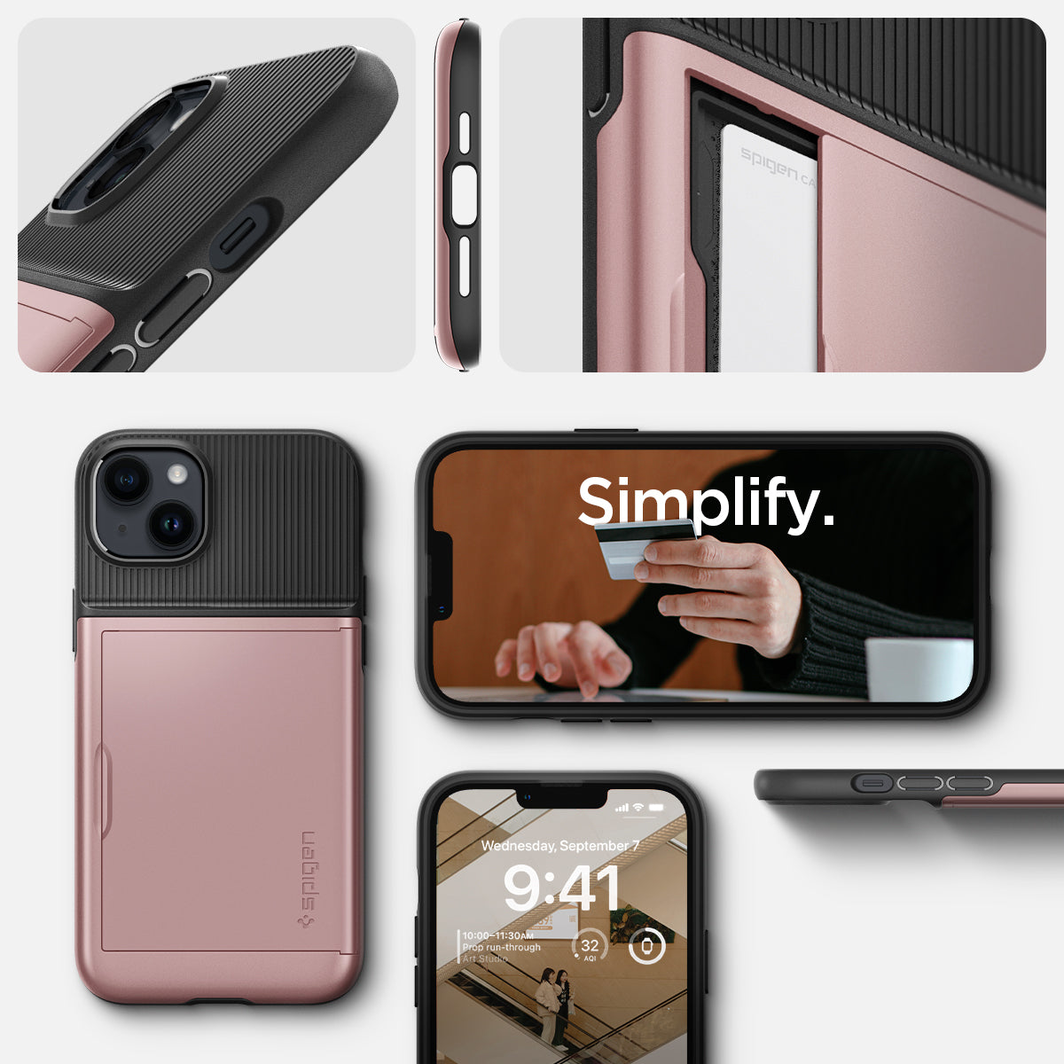 ACS05059 - iPhone 14 Case Slim Armor CS in rose gold showing simplify and detail.