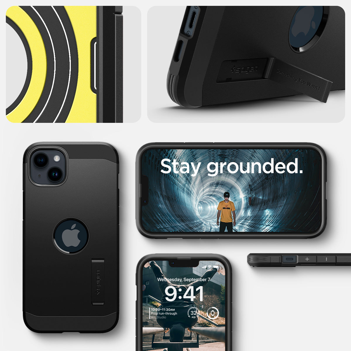 ACS05062 - iPhone 14 Case Tough Armor (MagFit) in black showing stay grounded.