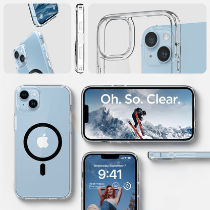 ACS05049 - iPhone 14 Case Ultra Hybrid (MagFit) in black showing oh. so. clear.