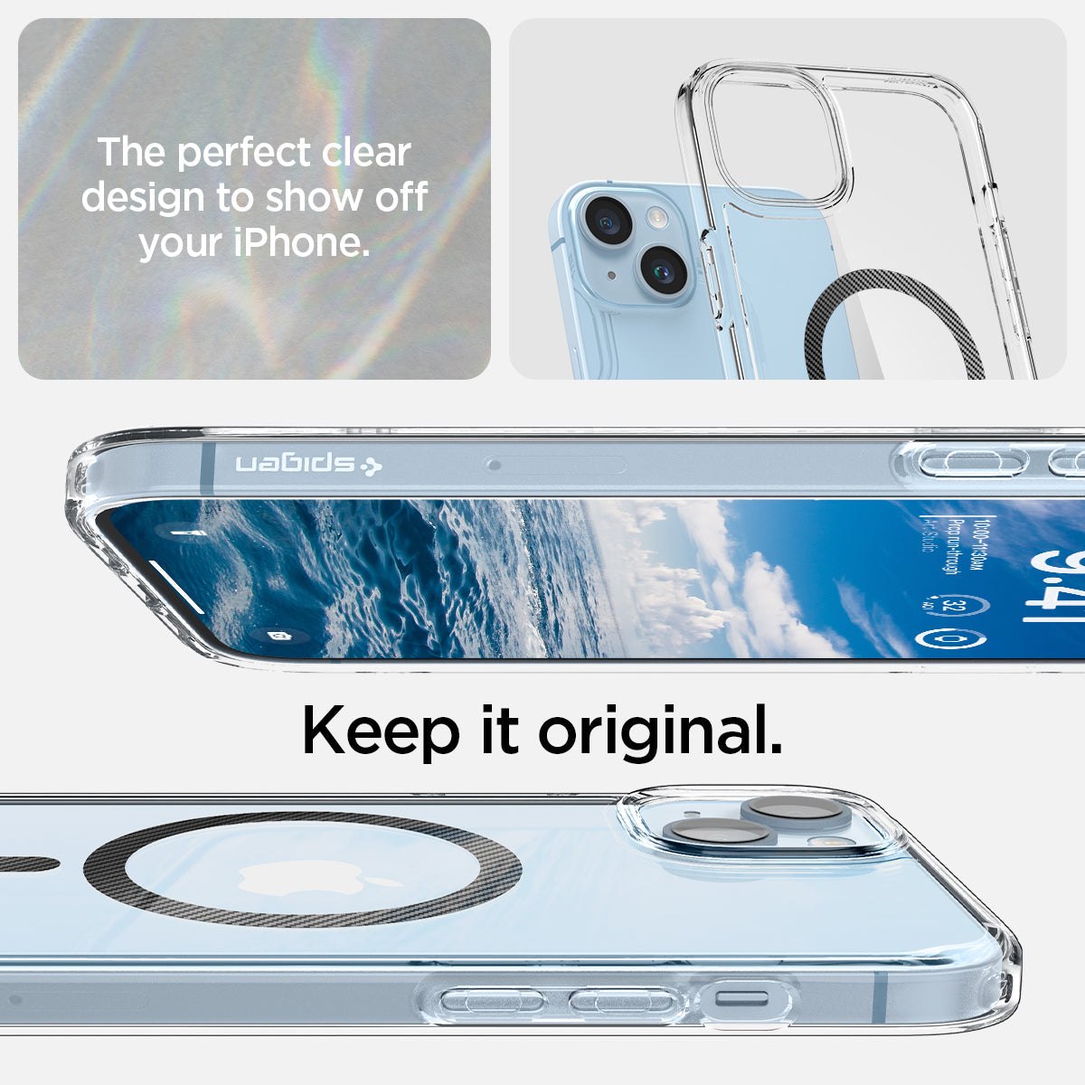 ACS05050 - iPhone 14 Case Ultra Hybrid (MagFit) in carbon fiber showing the perfect clear design to show off your iPhone. Keep it original.
