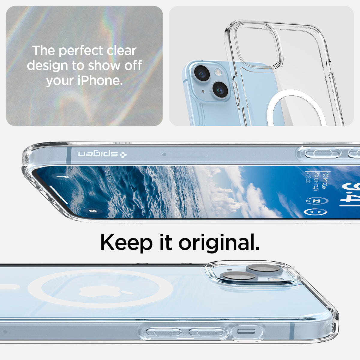 ACS05048 - iPhone 14 Case Ultra Hybrid (MagFit) in white showing the perfect clear design to show off your iPhone. Keep it original.