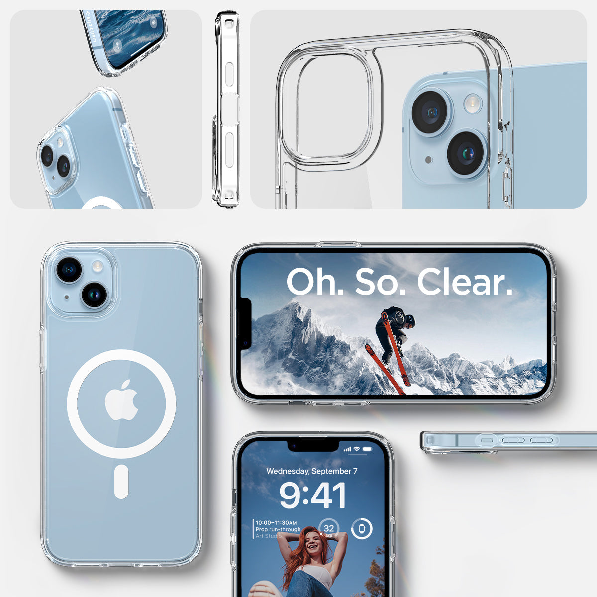 ACS05048 - iPhone 14 Case Ultra Hybrid (MagFit) in white showing oh. so. clear.