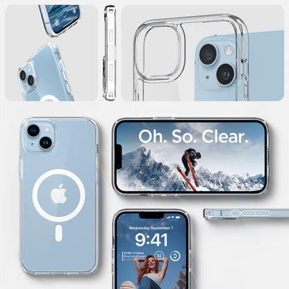 ACS05048 - iPhone 14 Case Ultra Hybrid (MagFit) in white showing oh. so. clear.