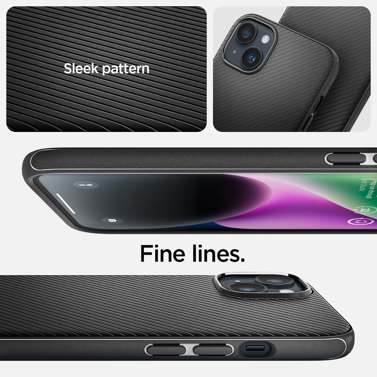 ACS04918 - iPhone 14 Plus Case Mag Armor (MagFit) in matte black showing sleek pattern. fine lines
