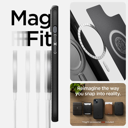 ACS04918 - iPhone 14 Plus Case Mag Armor (MagFit) in matte black showing magfit. Reimagine the way you snap into reality.
