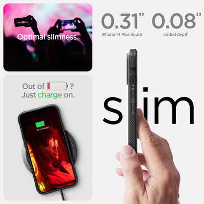 ACS04890 - iPhone 14 Plus Case Rugged Armor (MagFit) in matte black out of battery? just charge on. slim optimal slimness.