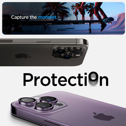 AGL05597 - iPhone 14 Pro / 14 Pro Max Optik Pro Lens Protector in deep purple capture the moment. Protection.