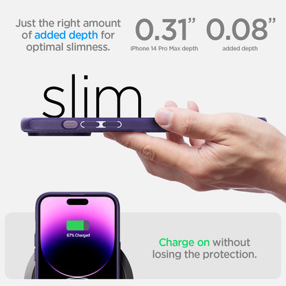 ACS05584 - iPhone 14 Pro Max Case Mag Armor (MagFit) in deep purple just the right amount of added depth for optimal slimness. Charge on without losing the protection.