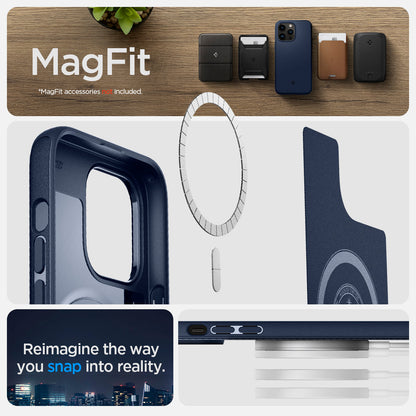 ACS04845 - iPhone 14 Pro Max Case Mag Armor (MagFit) showing magfit. Magfit accessories not included. Reimagine he way you snap into reality.