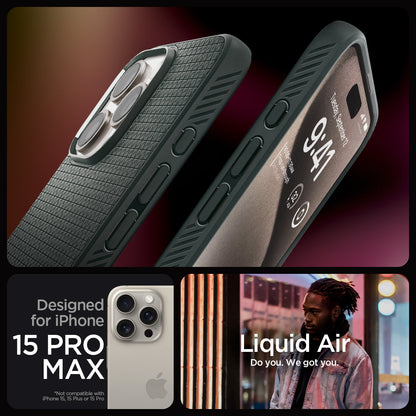 ACS06564 - iPhone 15 Pro Max Case Liquid Air in abyss green designed for iPhone 15 Pro Max. Not compatible with iPhone 15, 15 Plus or 15 Pro