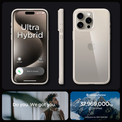 ACS07214 - iPhone 15 Pro Ultra Hybrid Case in Natural Titanium showing the different angles