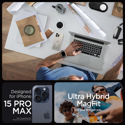 ACS07211 - iPhone 15 Pro Max Case Ultra Hybrid Zero One (MagFit) in Zero One Natural Titanium designed for iPhone 15 pro max. ultra hybrid magfit. do you. we got you.