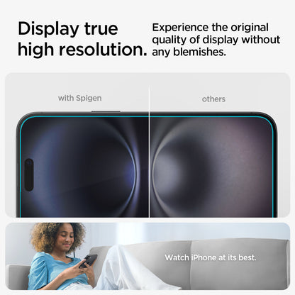 AGL06883 - iPhone 16 Plus GLAS.tR EZ Fit Sensor Protected showing the original quality of display without any blemishes. Display true high resolution
