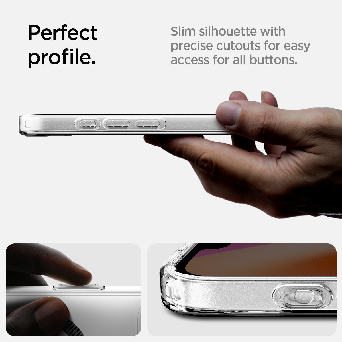 ACS09140 - iPhone 17e Case Ultra Hybrid (MagFit) in Carbon Fiber showing the perfect profile. Slim silhouette with precise cutouts for easy access for all buttons