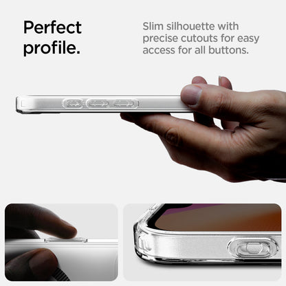 ACS09140 - iPhone 17e Case Ultra Hybrid (MagFit) in Carbon Fiber showing the perfect profile. Slim silhouette with precise cutouts for easy access for all buttons